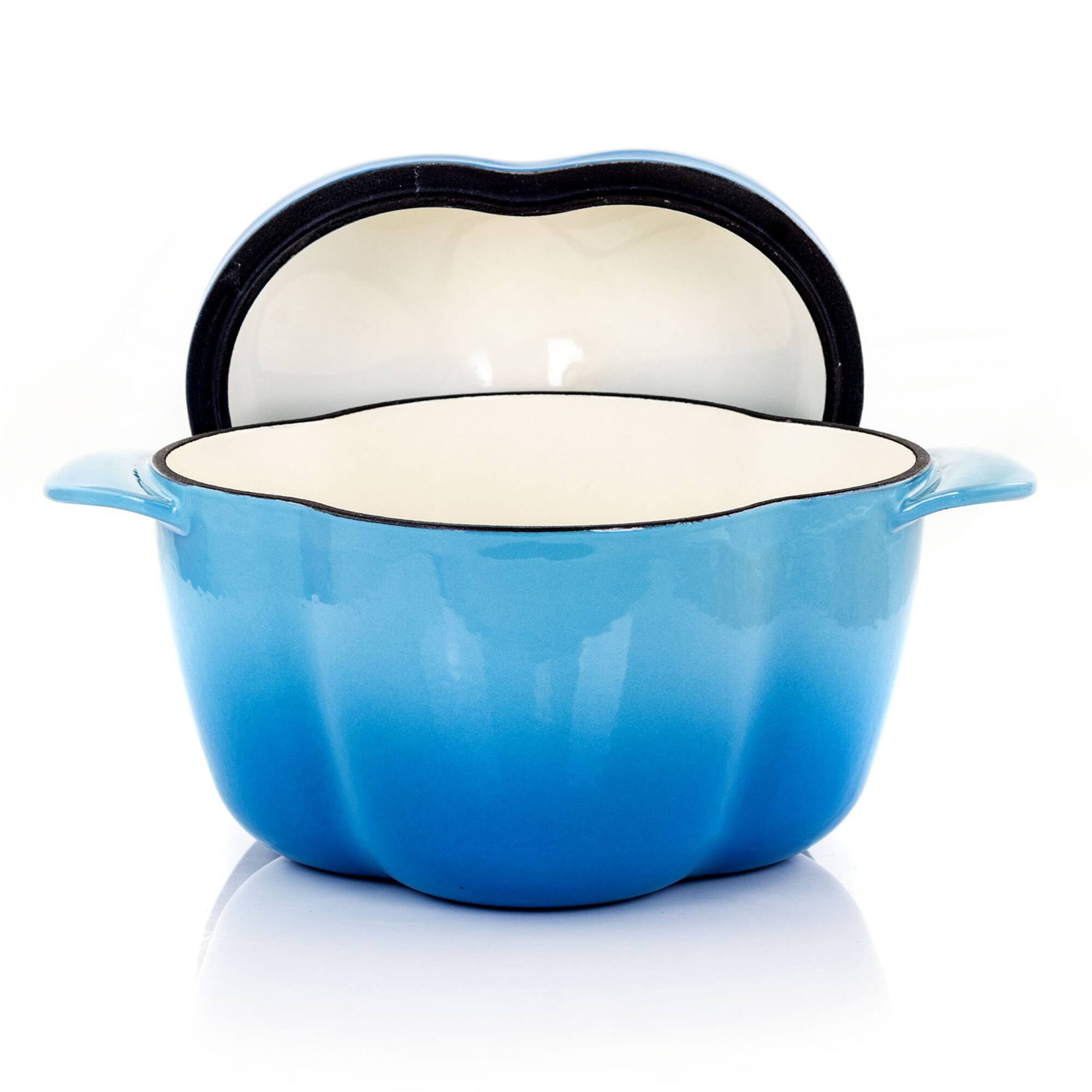 MegaChef 3qt. Blue Pepper Shaped Enameled Cast Iron Casserole